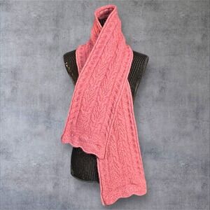 Lauren Ralph Lauren Cable Knit Lambswool/Rabbit Hair Blend Scarf Mauve Pink 58x6